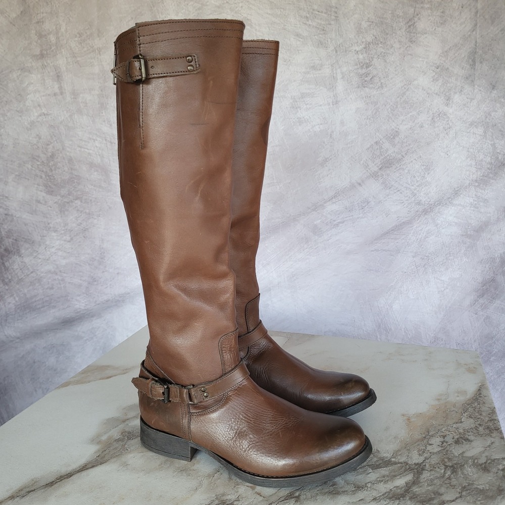 Steve Madden Size 8 REX Boots Knee High Women's Brown Biker Moto